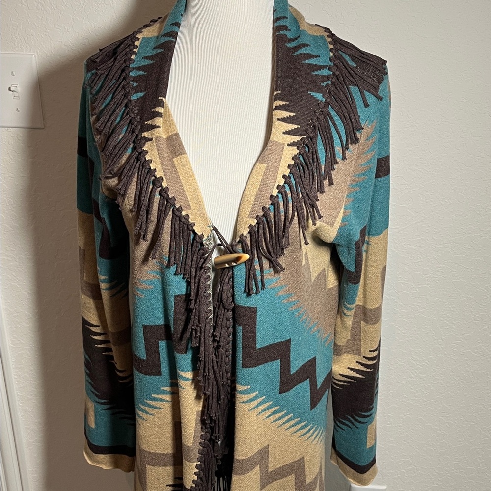 Fringe Aztec Western Cardigan Medium